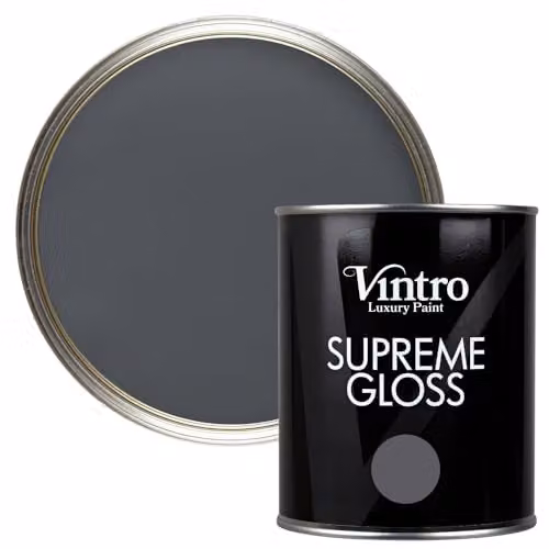 Vintro Wigeon Grey High Gloss Water Based Paint for Interior and Exterior Use on Walls, Wood and Trim, 1 Litre