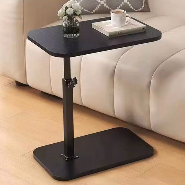 KORVIXA Black Adjustable C-Shaped Sofa Side Table for Laptop and Coffee