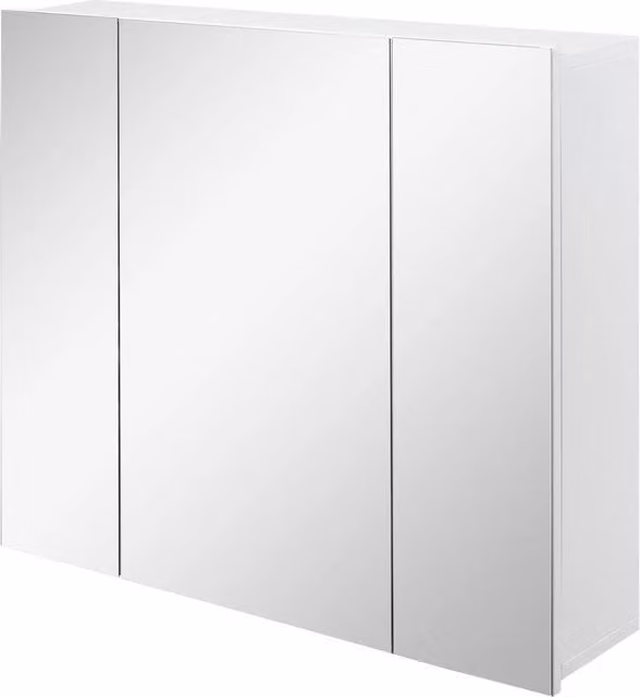 PAWNORA Modern White Wall-Mounted Bathroom Mirror Cabinet with Hinged Doors and Internal Shelves W/D/H: 60.0 x 70.0 cm