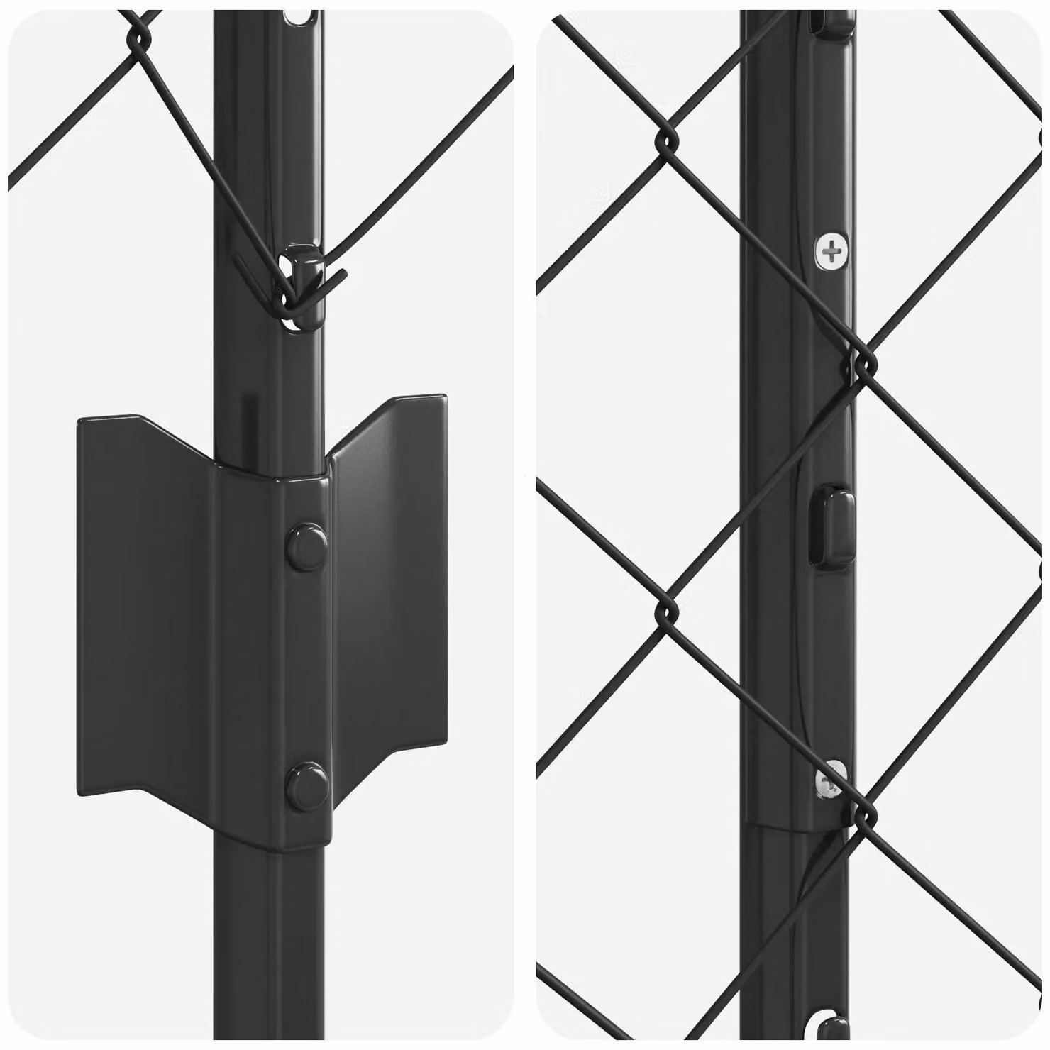Berkfield Home Grey Steel Chain Link Fence with 20 U-Profile Posts, W: 10 m, H: 1.5 m – 4
