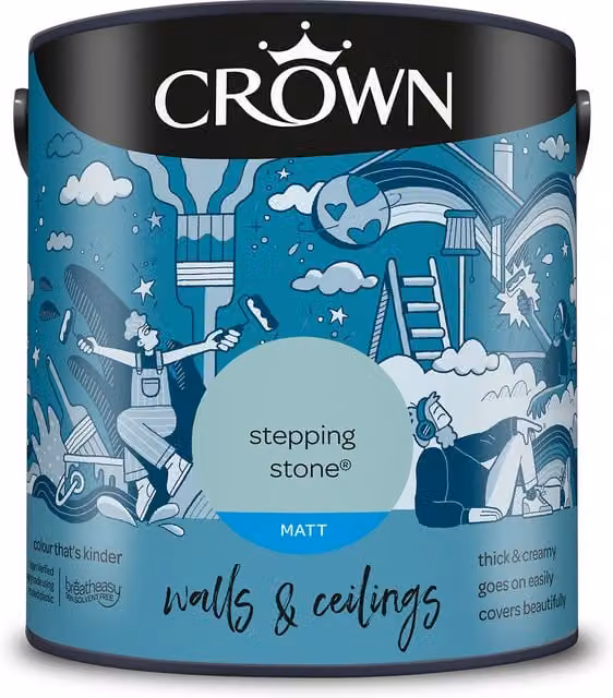 Crown Matt Breatheasy Emulsion Paint - Stepping Stone (Beige/Blue)
