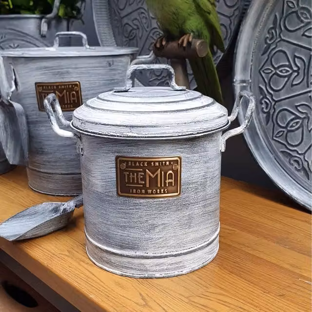 The Mia UK Mia Stone Series Solid Metal Kitchen Storage Box in Grey