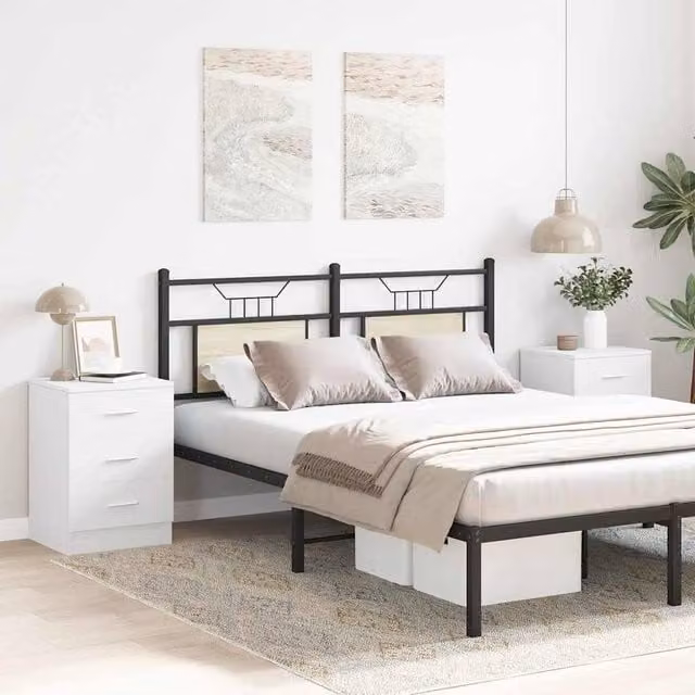 Berkfield Home Elegant Bedside Cabinets, 2 Piece Set in White, W/D/H: 38 x 35 x 56 cm