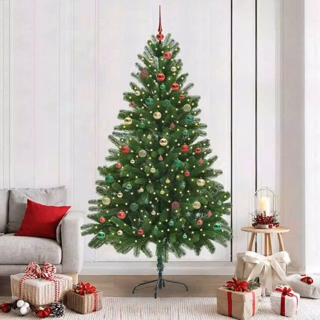 Berkfield Home Green Christmas Tree with 300 LEDs and Stand, Height: 210 cm
