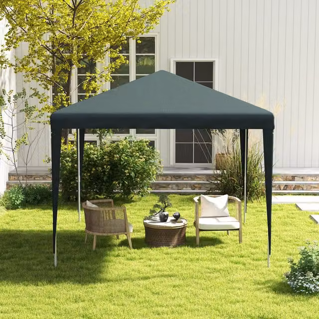 Outsunny Garden Gazebo Marquee Party Tent Canopy, Dark Green, W/D/H: 270 x 270 x 270 cm
