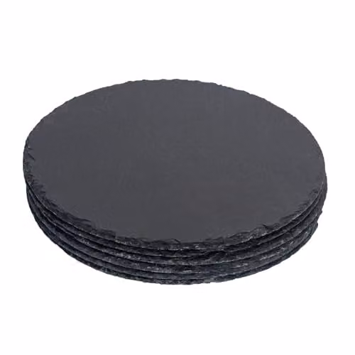 Argon Tableware Round Slate Serving Platters, Pack of 6, Black, Diameter: 33 cm – 1