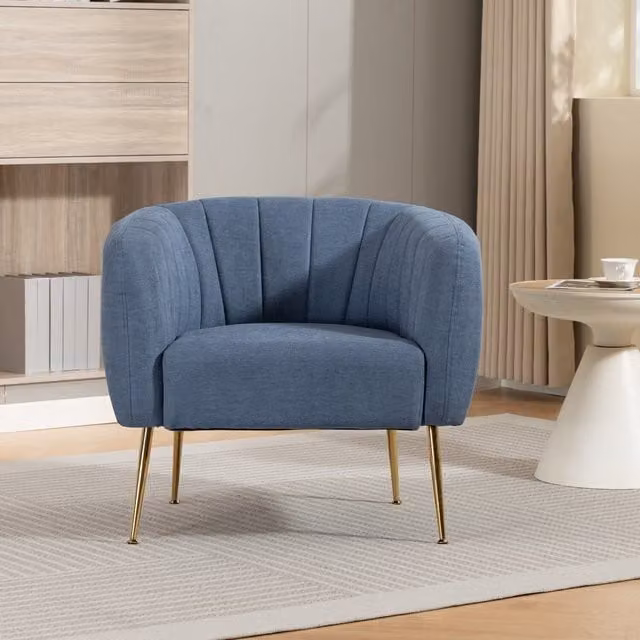 Artemis Home Stanton Accent Chair in Light Denim Blue with Solid Wood Frame