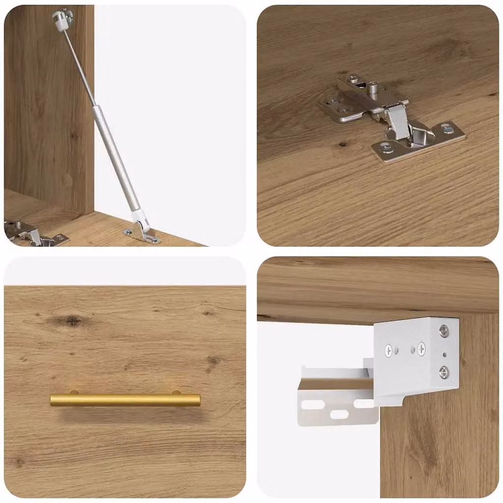 Berkfield Home Artisan Oak Wall Cabinet in Brown, W: 80 cm, D: 36.5 cm, H: 35 cm – 3