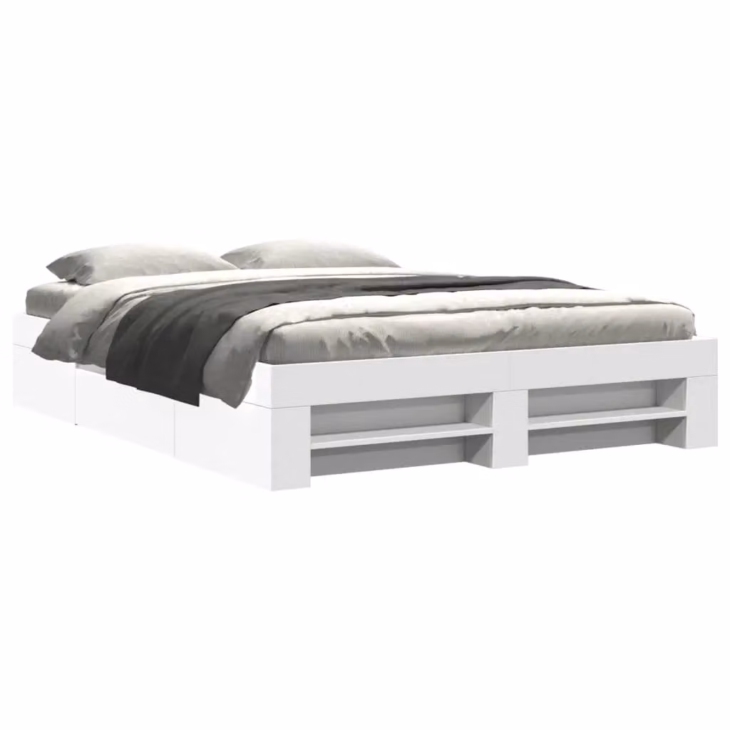 Berkfield Home Bed Frame with Drawers and Bedside Shelf, White, W: 160 cm, D: 200 cm – 2