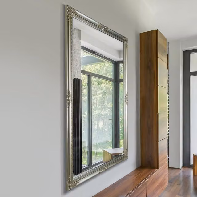 MirrorOutlet Kingsbury Classic Rectangular Full Length Large Wall Mirror in Silver, W: 91.0 cm, H: 152.0 cm