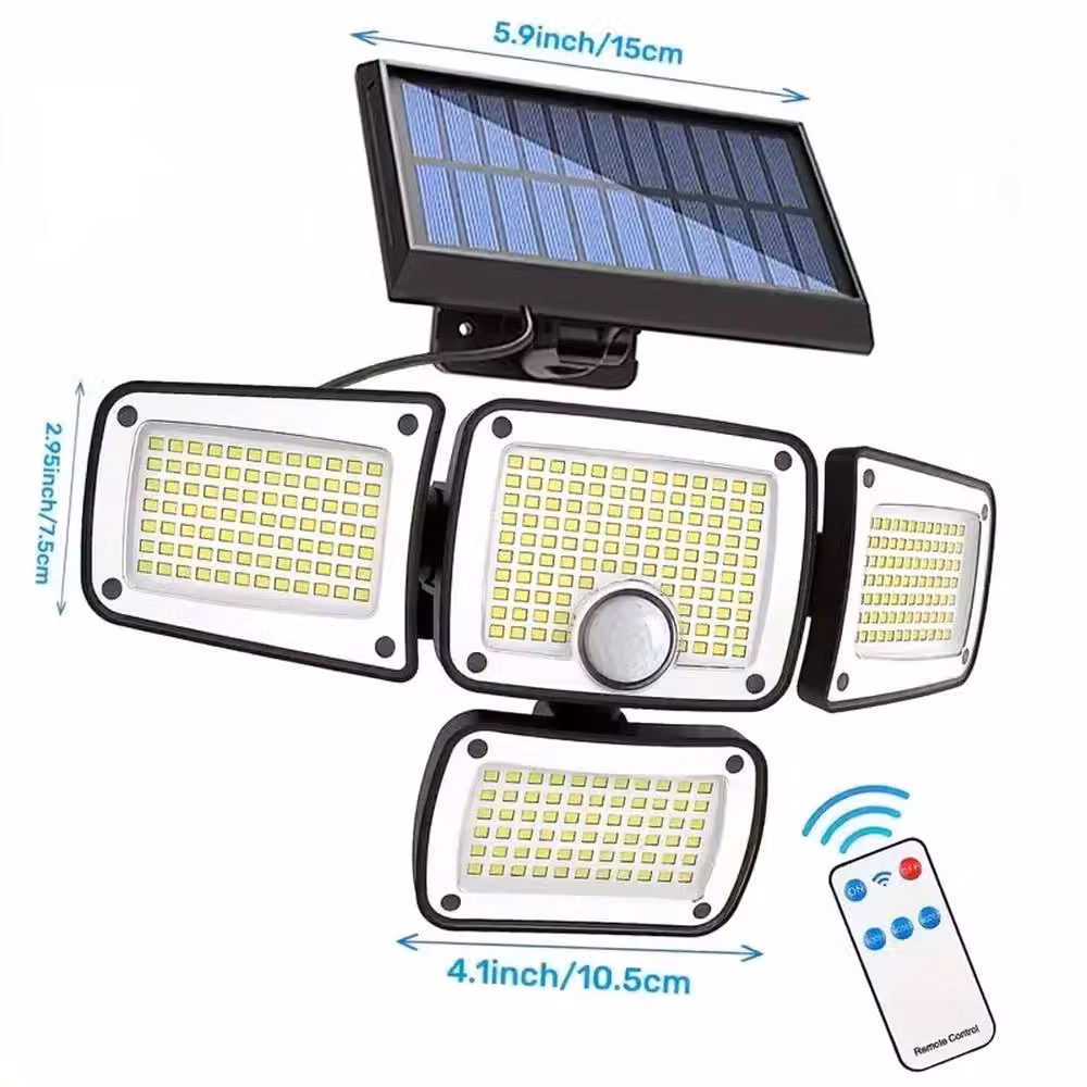 Ventryn 346 LED Solar Motion Sensor Wall Light Outdoor Security Flood Lamp in Black – 2