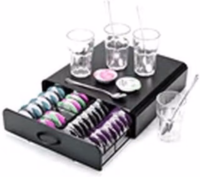 EONLION Black Tassimo Coffee Pod Holder and T-Disc Storage Rack for 64 Pods – 1