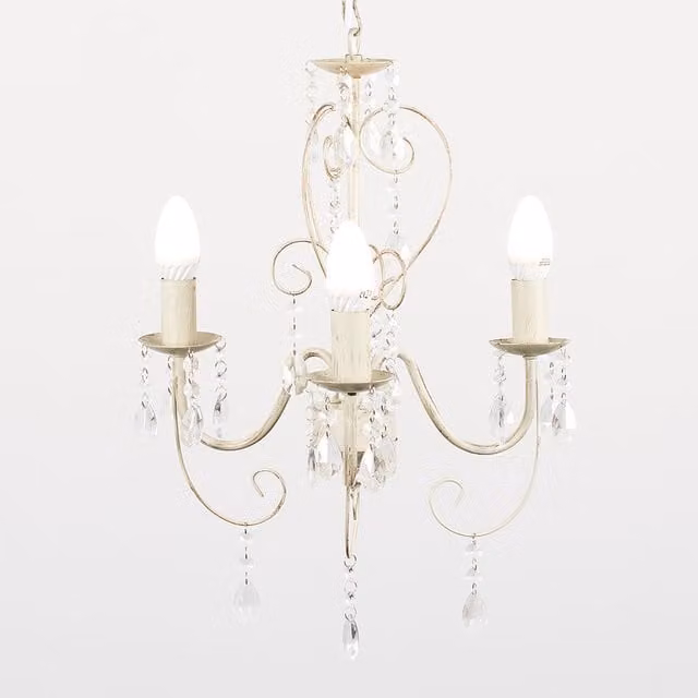 ValueLights Lille 3 Way White Ceiling Light Chandelier with Transparent Acrylic and Metal Details