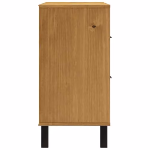 vidaXL FLAM Rustic Solid Wood Pine Sideboard with Glass Door, Brown, W/D/H: 110 x 40 x 80 cm – 5