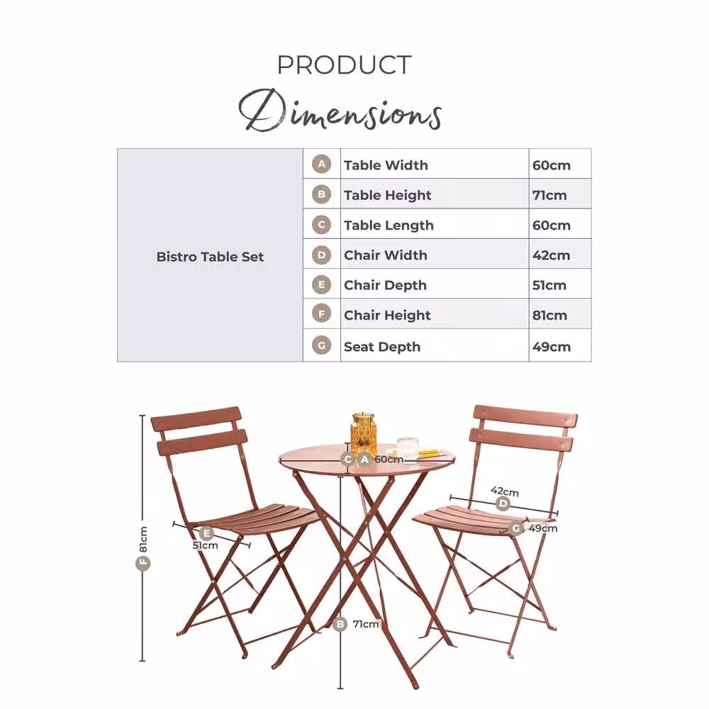 FurnitureboxUK Cabo 2 Seater Metal Bistro Set with Round Table in Red – 5