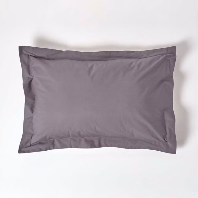 Homescapes Egyptian Cotton Oxford Pillowcase, 200 Thread Count Percale, Dark Grey – 1