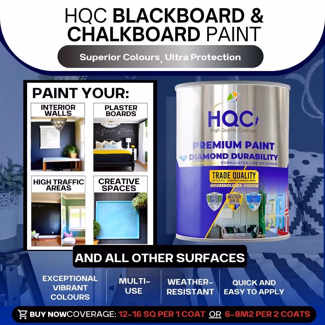 HQC PAINTS Matt Black Blackboard and Chalkboard Paint for Interior Walls and Surfaces, 5 l – 4