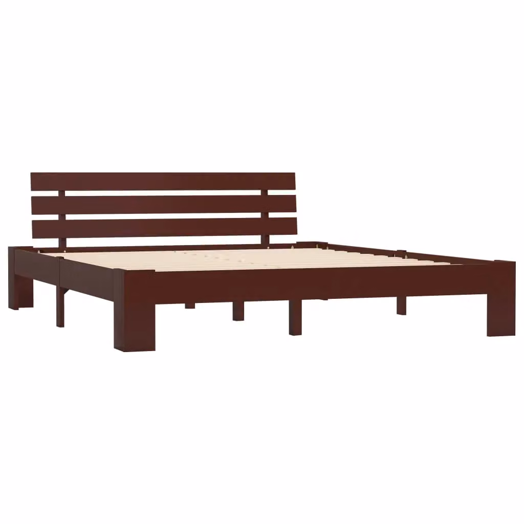 Berkfield Home Modern Solid Pine Wood Bed Frame, Dark Brown, W/D/H: 160 x 200 cm – 2