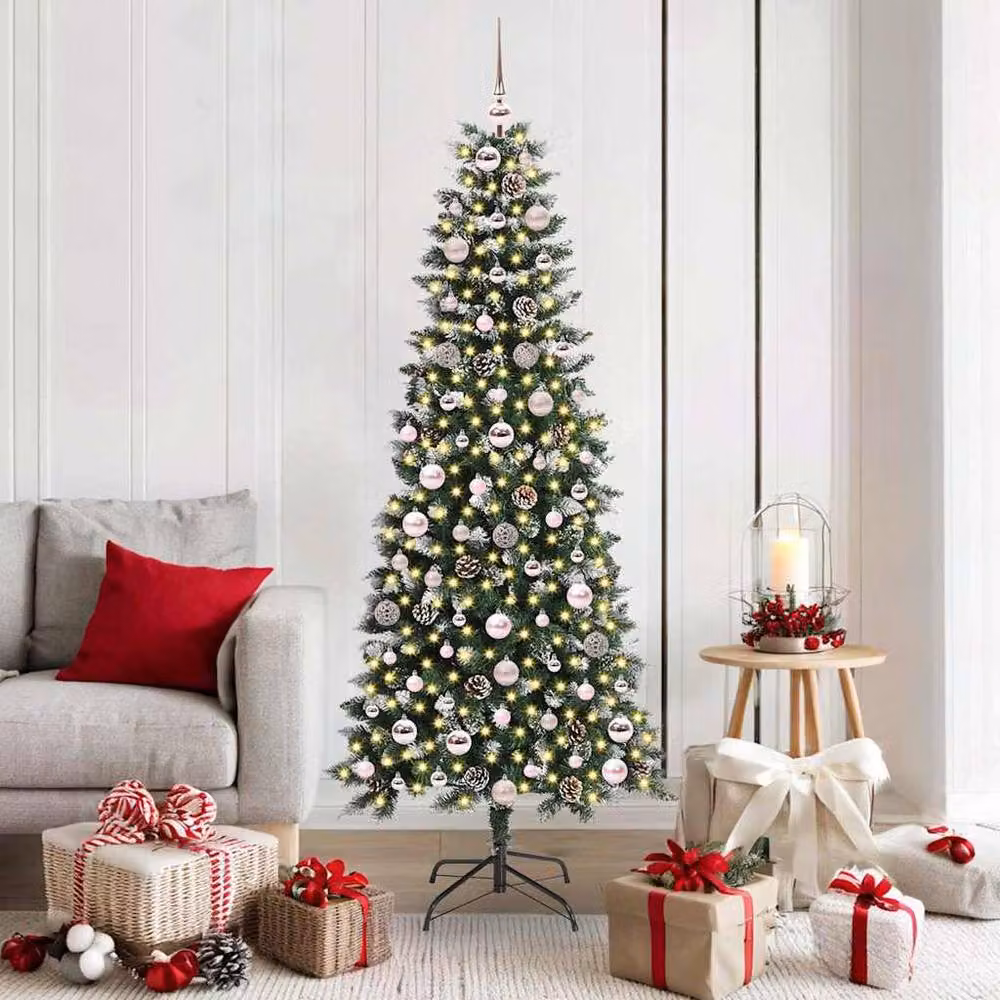 Berkfield Home Elegant Green Artificial Christmas Tree with 300 LEDs, W/D/H: 76 x 76 x 180 cm – 2