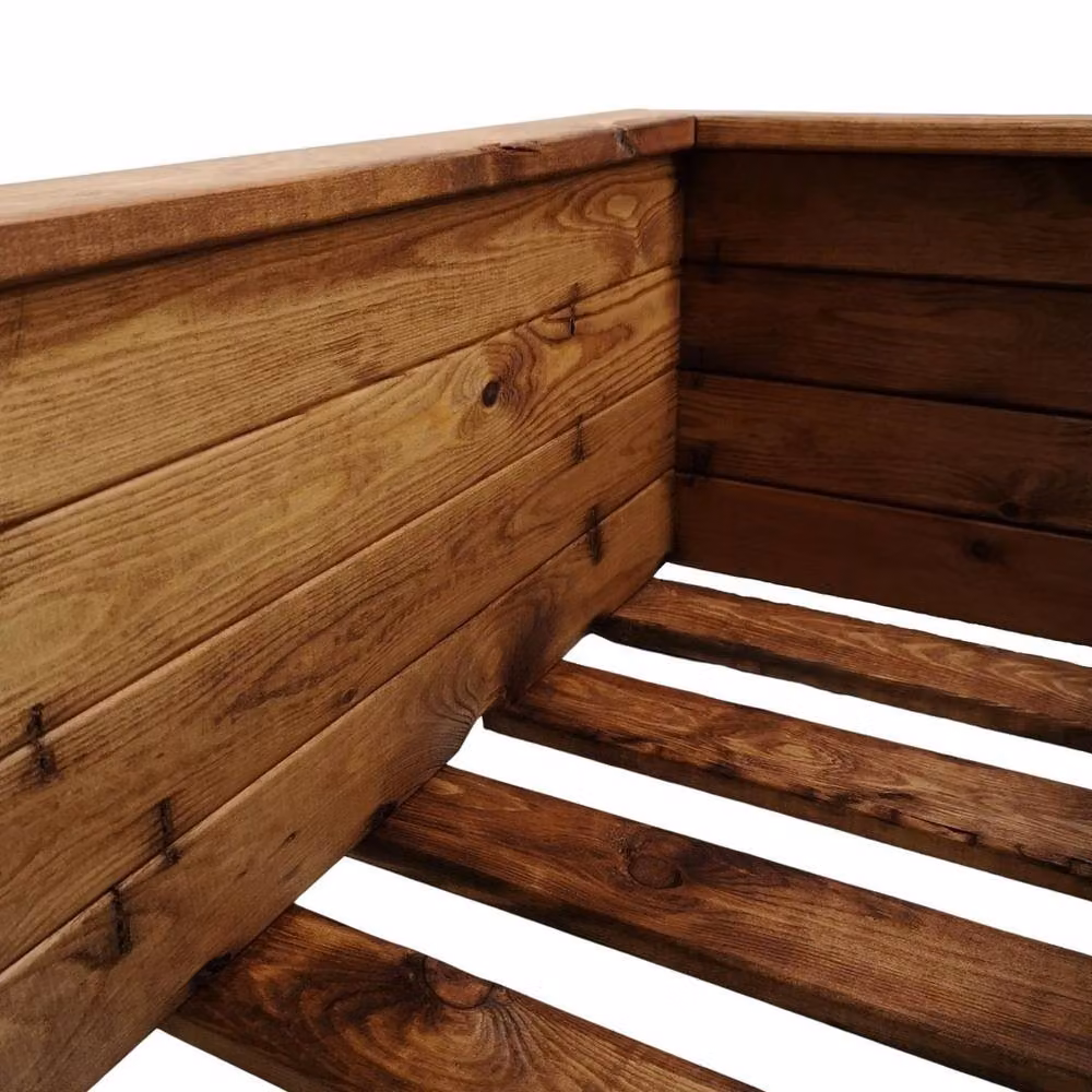NESTLUNE Handmade Rustic Wooden Large Garden Planter Tub in Brown, W: 108 cm, D: 41 cm, H: 41 cm – 2