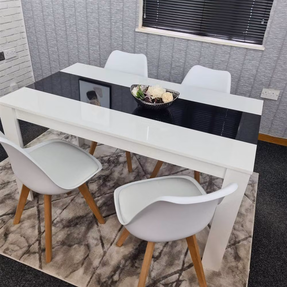Kosy Koala Modern Rectangular Dining Table Set with 4 Chairs in White, Black and Multicolour – 5