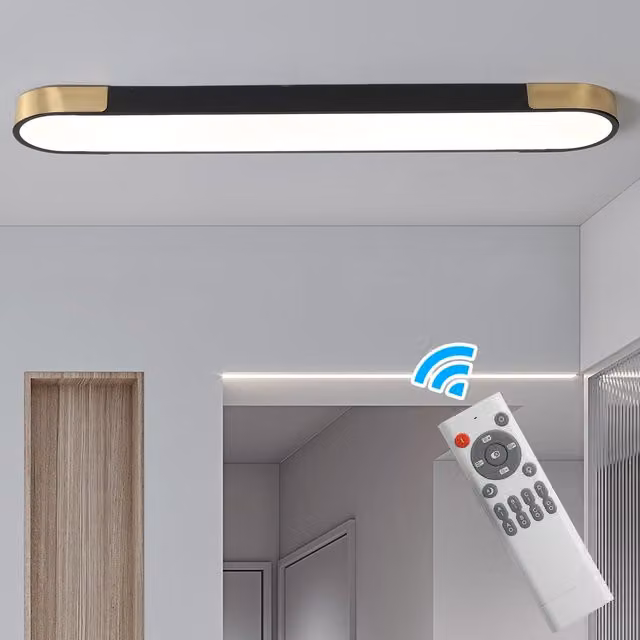 Garwarm Modern Dimmable Acrylic Linear LED Ceiling Light with Remote Control, Black