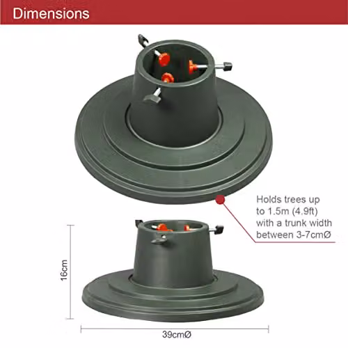 The Christmas Workshop 70279 Universal Tabletop Christmas Tree Stand, Green, W/D/H: 39 x 39 x 16 cm – 5