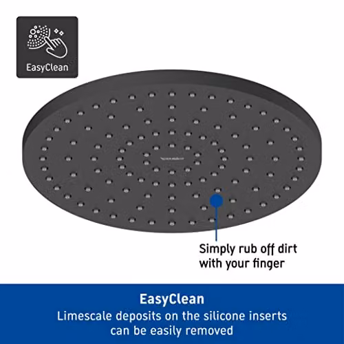 Duravit Universal Round Rain Overhead Shower Head in Matt Black, Diameter: 25 cm, with Water-Saving Minusflow Function and Anti-Limescale Feature – 2