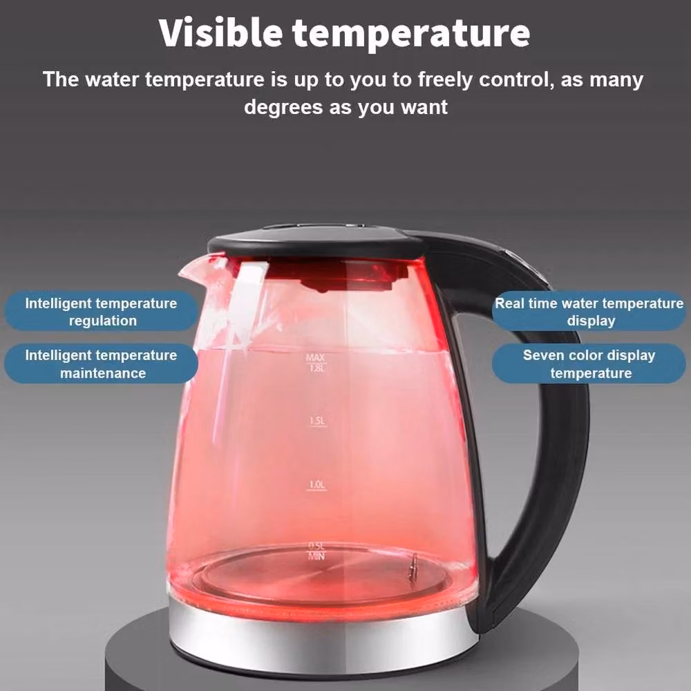 NESTLUNE 1.8 l Illuminated Glass Cordless Electric Kettle with Touch Display, 2200 W, Transparent – 3