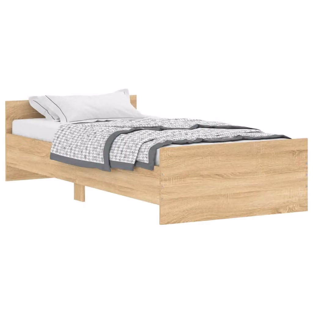 Berkfield Home Sonoma Oak Bed Frame in Brown, Engineered Wood, W/D/H: 90 x 200 cm – 2