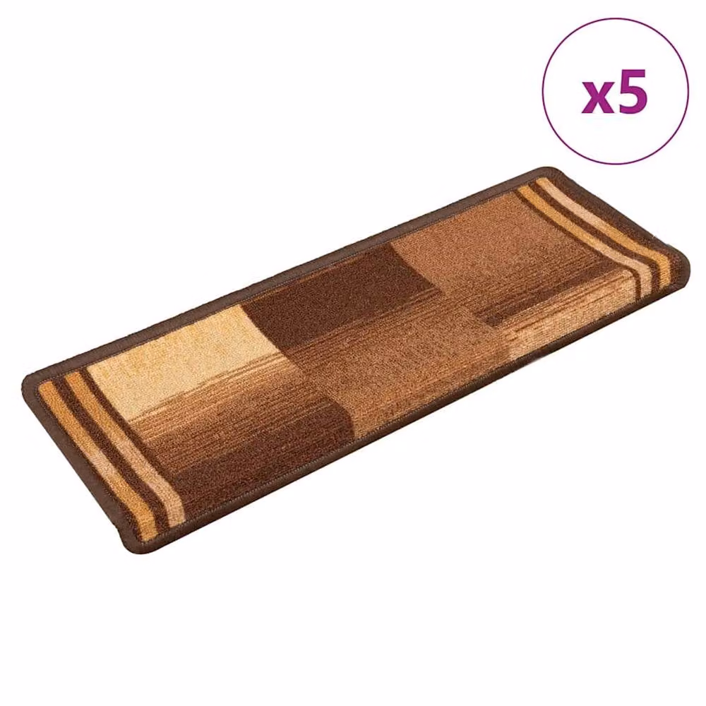 Berkfield Home Self-adhesive Non-slip Stair Mats, Brown, 5 Pieces, W/D/H: 65 x 21 x 4 cm – 2