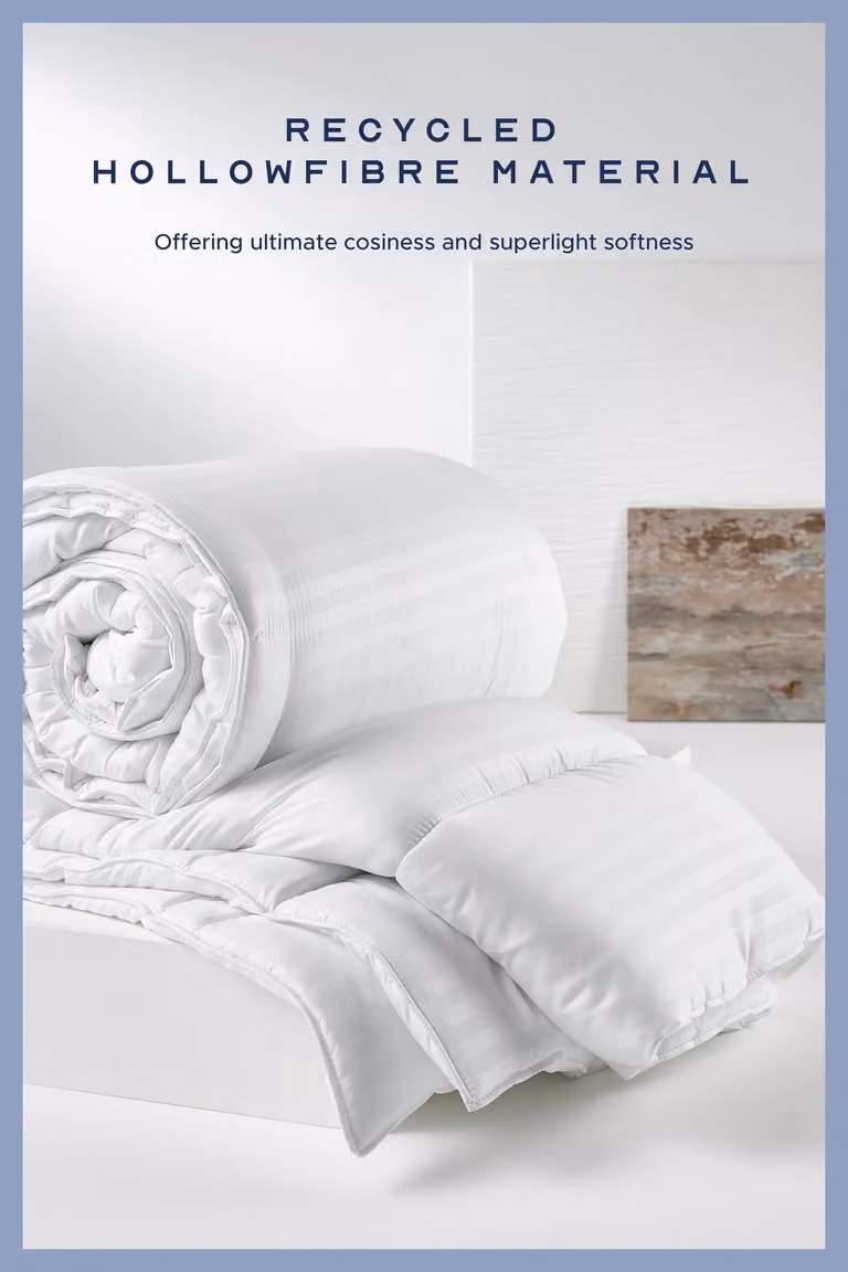 Snuggledown Scandinavian White Hollowfibre 4.5 Tog Summer Duvet and 2 Pillows Set, Single