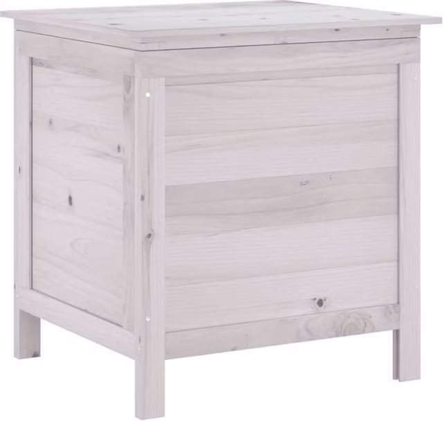 Berkfield Home Garden Storage Box in White Solid Wood Fir, W: 50 cm, D: 49 cm, H: 56.5 cm