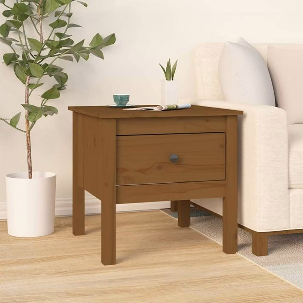 Berkfield Home Set of 2 Nesting Side Tables in Honey Brown Solid Pine Wood, W/D/H: 50 x 50 x 49 cm – 4