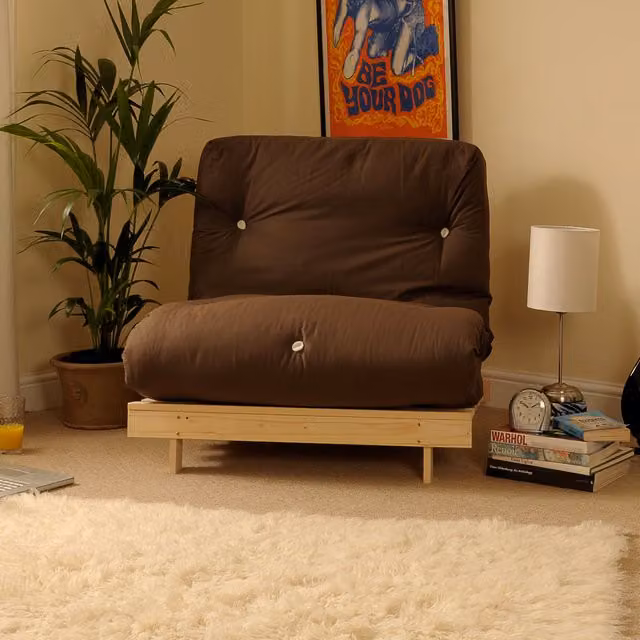 Comfy Living Chocolate Luxury Futon Sofa Bed in Brown