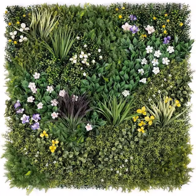 Christow Artificial Green Plant Living Wall Panels with Multicolour Floral Foliage for Indoor and Outdoor Use – 1