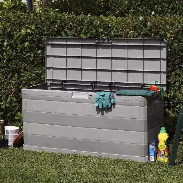 Berkfield Home Garden Storage Box in Grey, W/D/H: 117 x 45 x 56 cm – 1