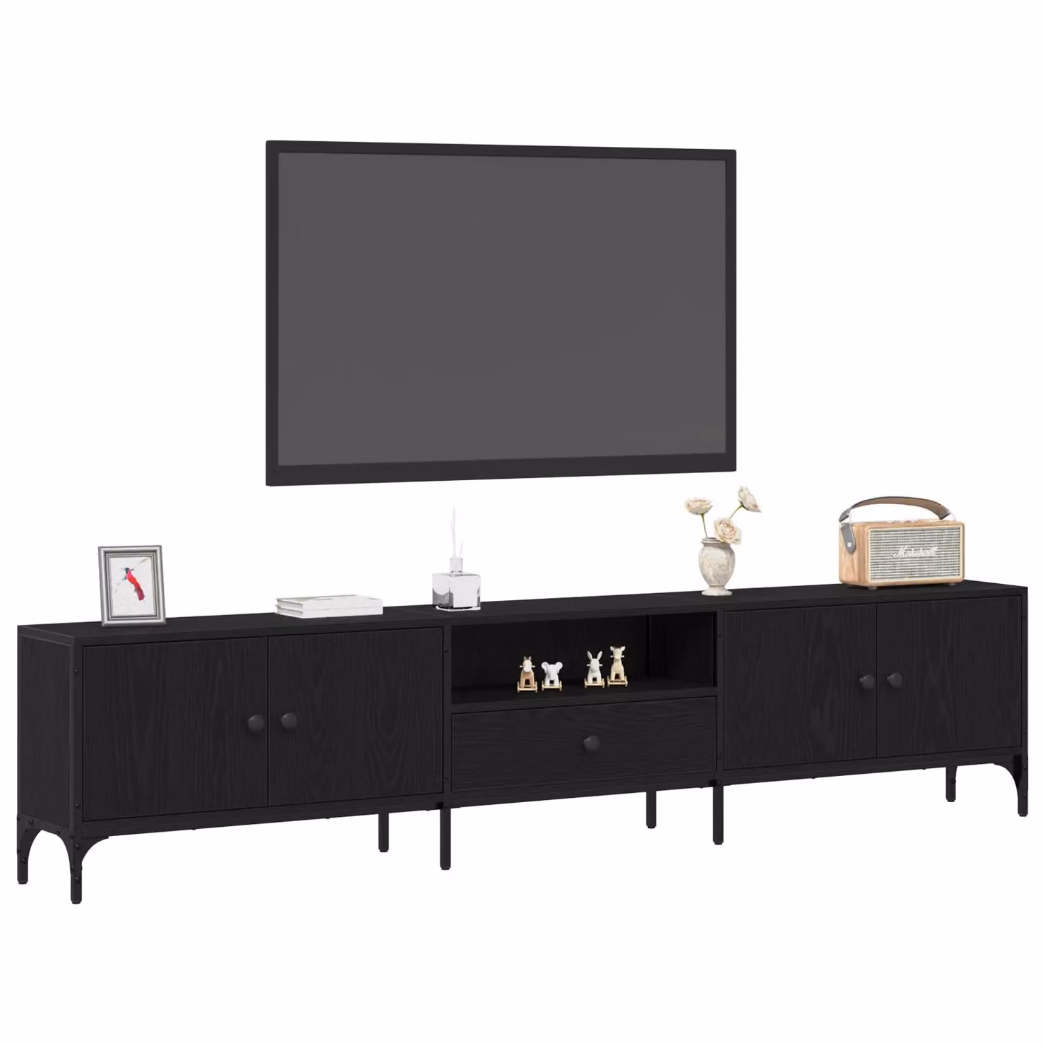 Berkfield Home Modern Black Oak TV Cabinet with Drawer, W/D/H: 200 x 44 x 44 cm – 3
