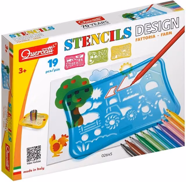 Quercetti Stencils Design Farm Multicolour