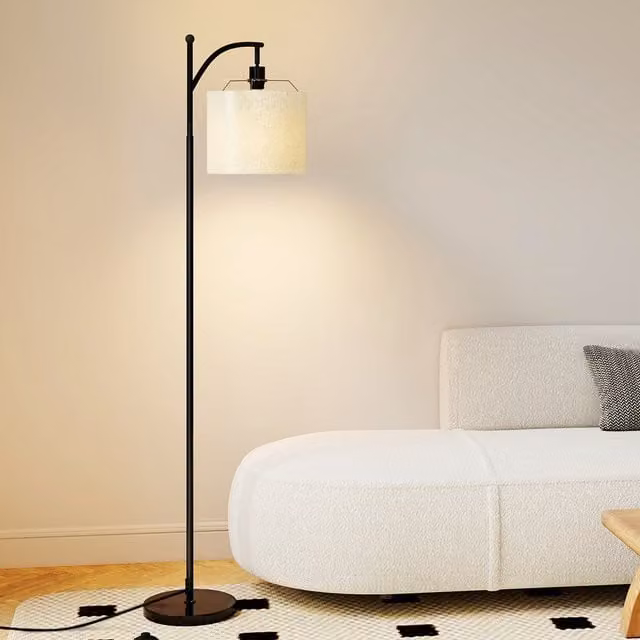 Emitto Modern White Standing Floor Lamp with LED Light, Remote Control and Foot Switch, Height: 155 cm