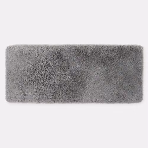 OHS Grey Soft Fluffy Runner Rug, Non-Slip Rectangular Polyester Floor Mat, W/D/H: 60 x 150 cm – 3