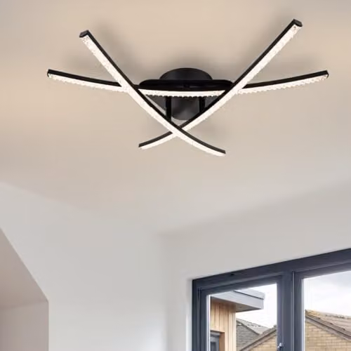 Cosylyte Samford Modern Beaded LED Ceiling Flush Light, Matt Black, W: 57 cm, D: 50 cm, H: 10 cm