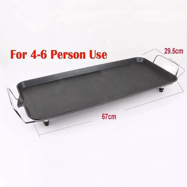 NESTLUNE Black Electric Teppanyaki Grill Tabletop BBQ Hot Plate, W/D/H: 67 x 29.5 x 8 cm – 1