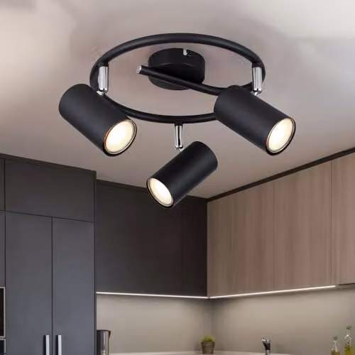Netlighting Allvi Black Modern Ceiling Spotlight with 3x GU10 Sockets, Diameter: 25 cm, Height: 13.5 cm – 1