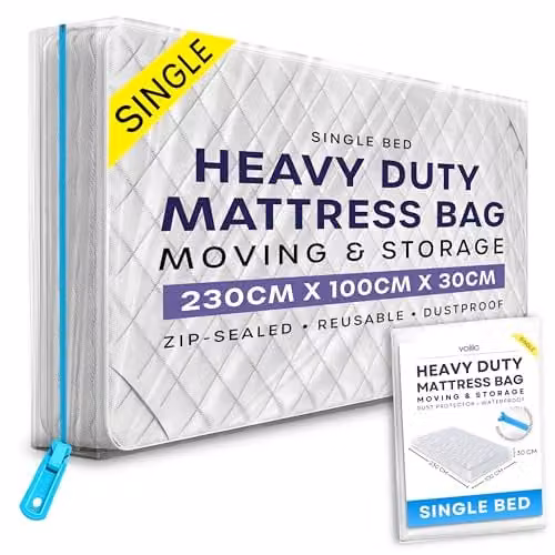 volila Single Mattress Storage Bag with Zipper, Transparent Waterproof Mattress Cover for Moving and Protection