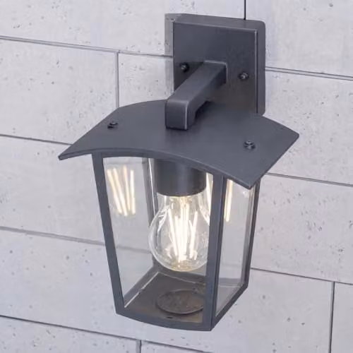 CGC Lighting Ally Black E27 Outdoor Wall Lantern with Transparent Diffuser IP54 – 1
