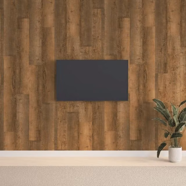 Berkfield Home Wood Look Brown PVC Wall Panels, Length: 206 cm