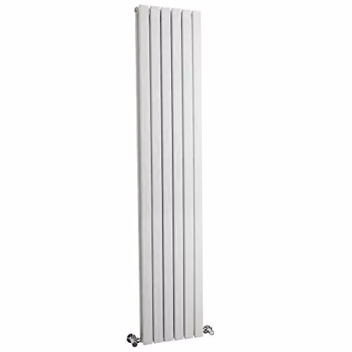 Hudson Reed HLW44 Sloane Modern Vertical Double Panel Designer Bathroom Radiator, White, H 180 cm x W 35.4 cm