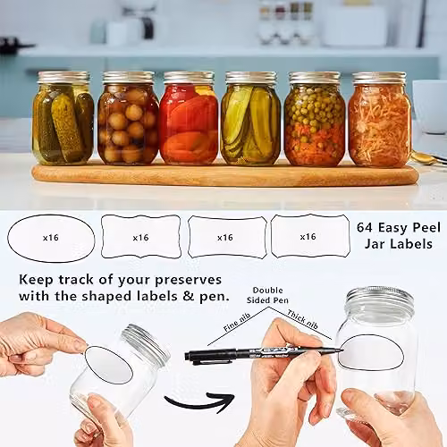 Deco Express Set of 6 Transparent Glass Mason Jars with Airtight Lids, 500ml – 2