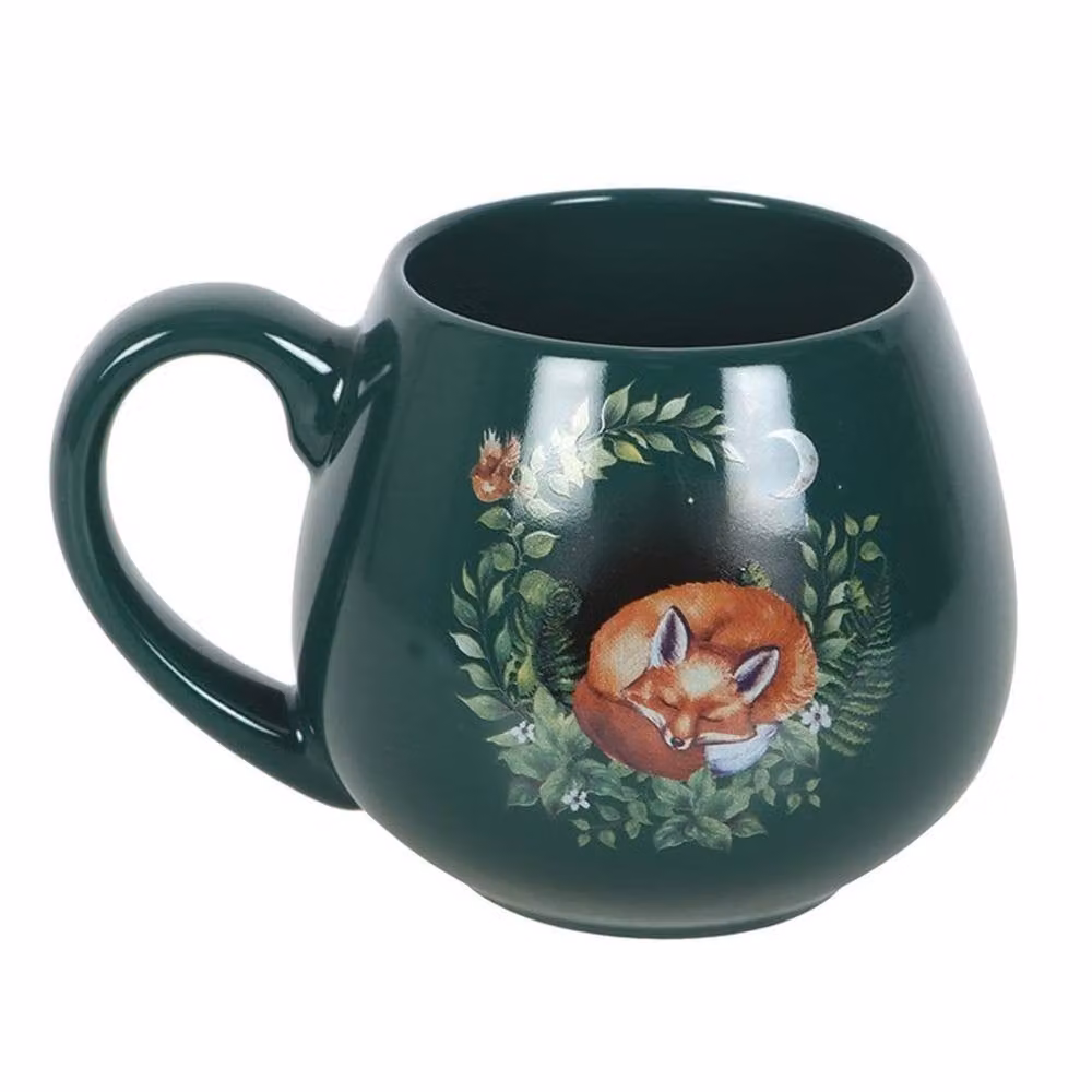 Uniqueful Green Sleeping Fox Ceramic Rounded Mug, 550ml – 3